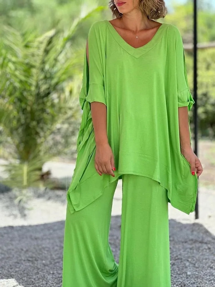 Úrsula™ | Conjunto de túnica y pantalón con hombros descubiertos