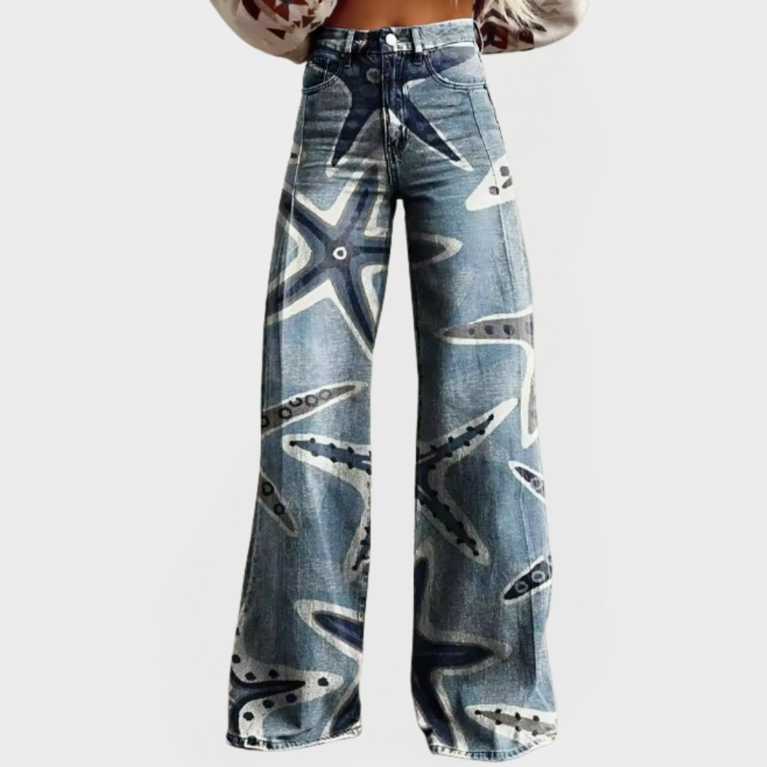 Jeans con diseño artístico de estrella de mar