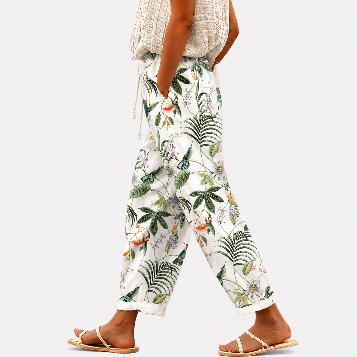 Pantalones con cordón para mujer