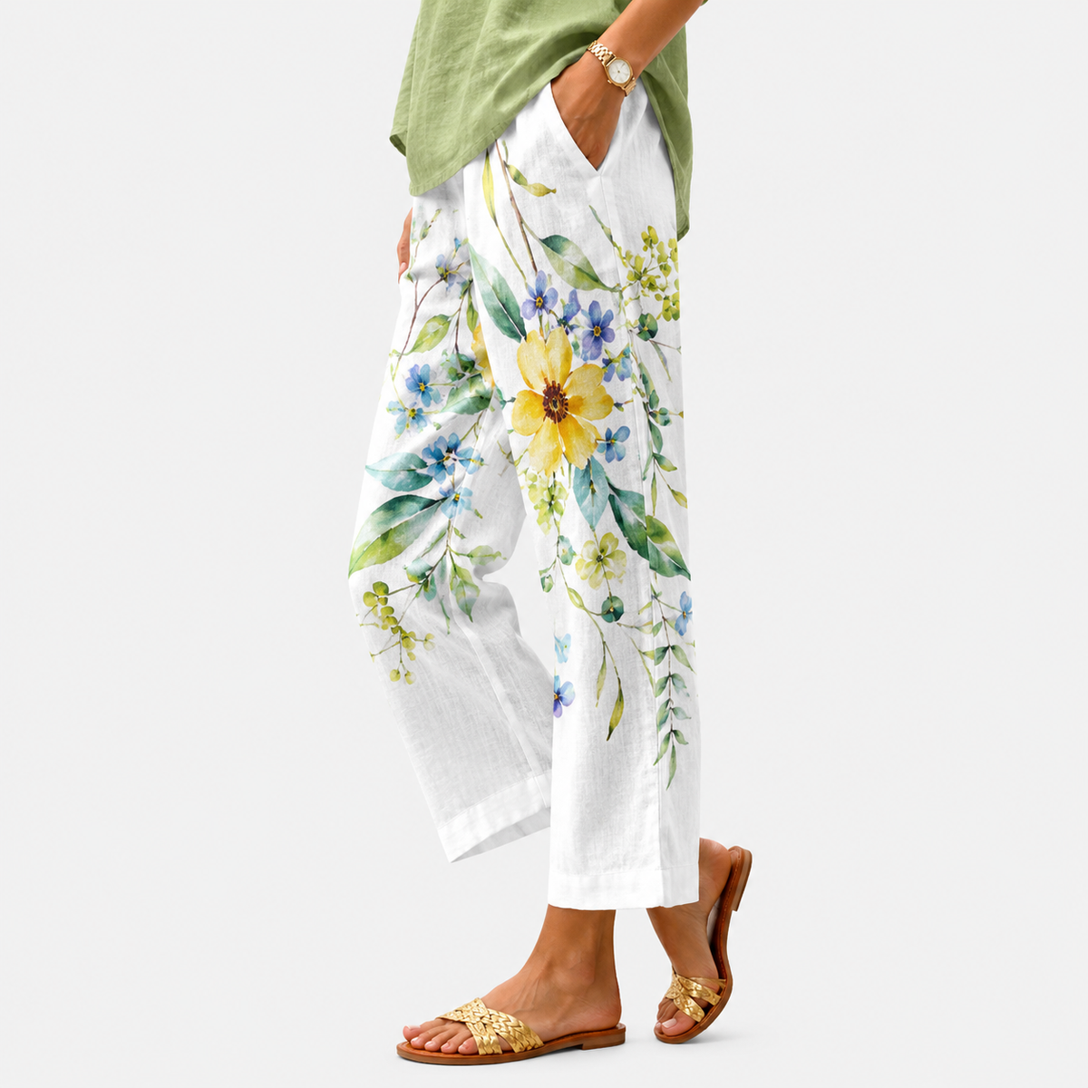 Pantalones estampados artísticos para mujer