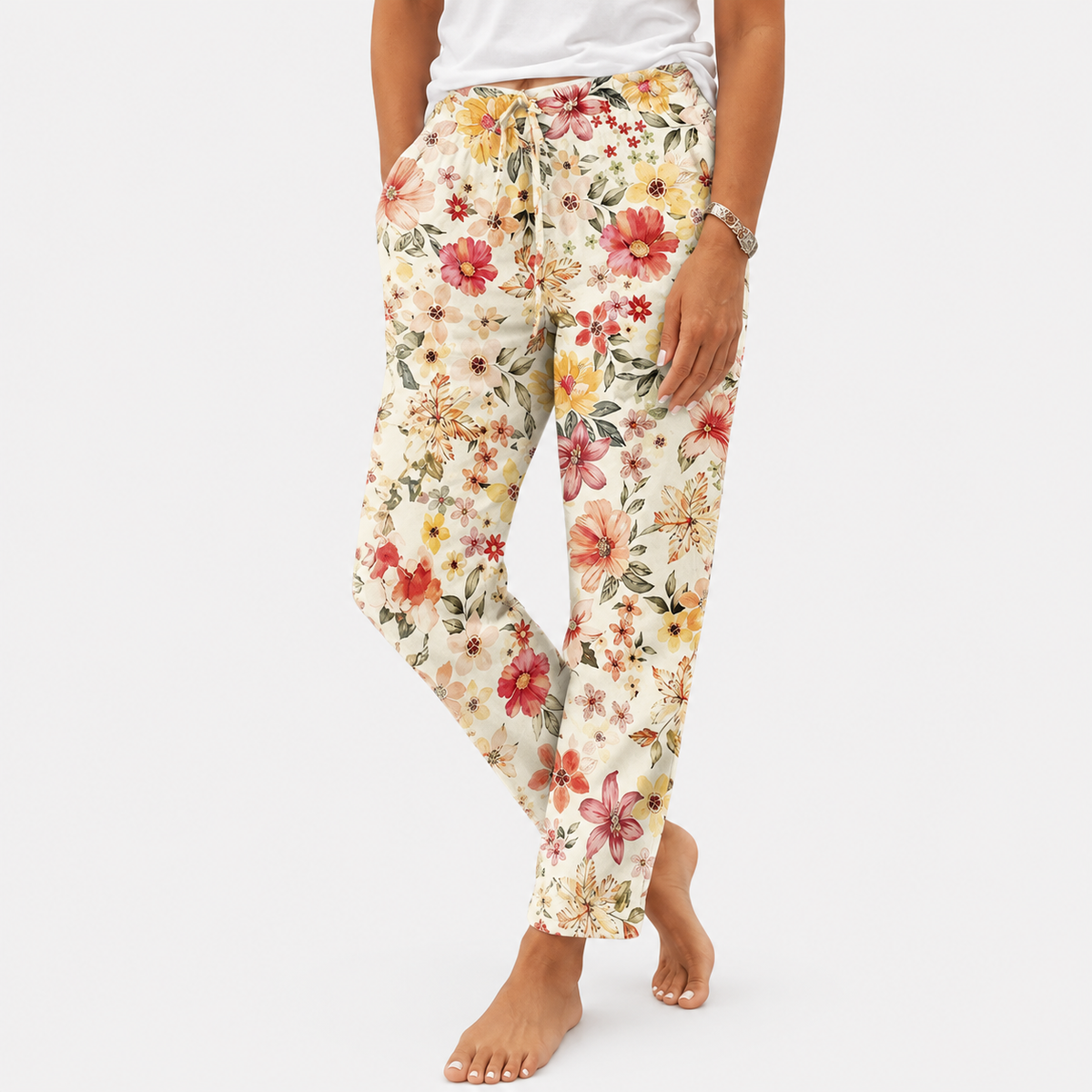 Pantalones con estampado botánico de mujer