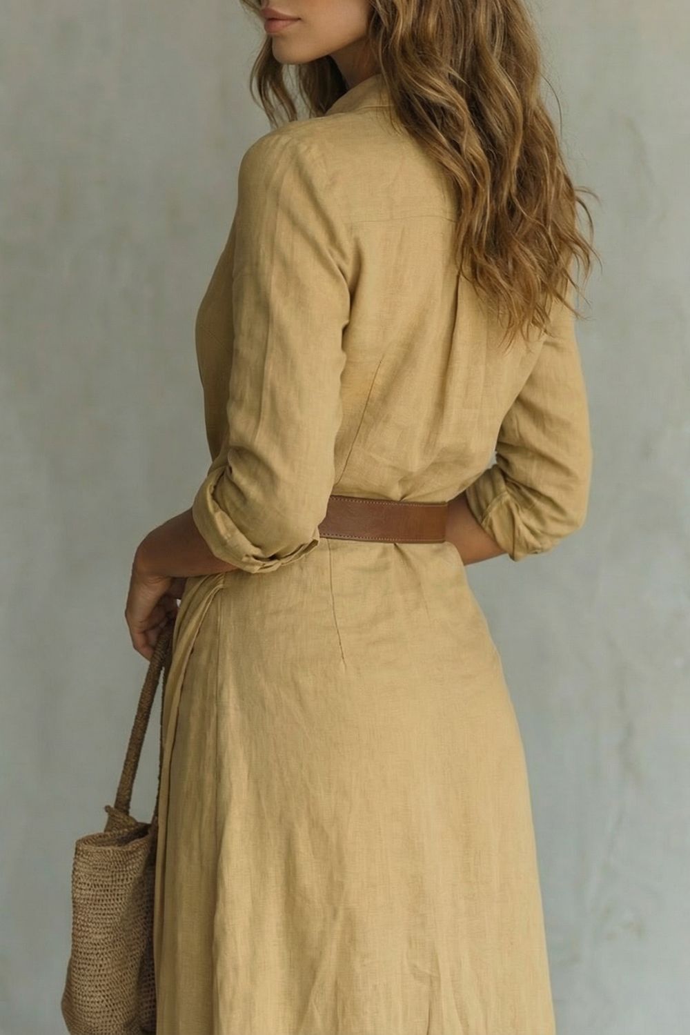 Azura – Vestido cruzado con botones en la parte delantera – Vestido largo con cinturón