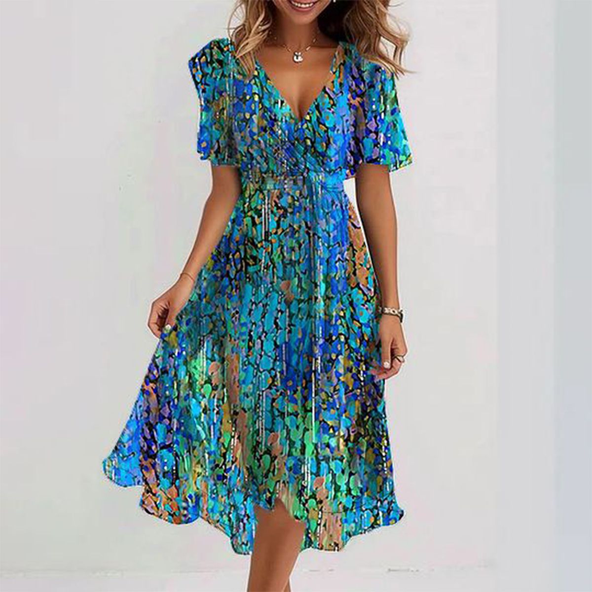 Zafiro | Vestido midi vaporoso en azul