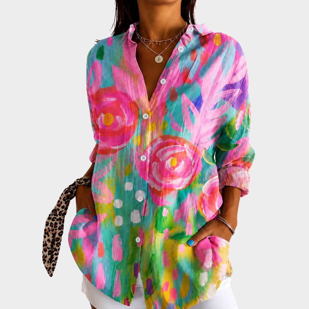 Blusa ligera con estampado colorido