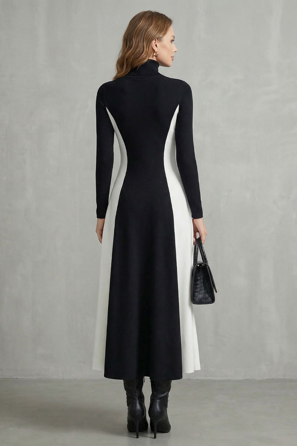 Mariveille – Vestido de cuello alto estructurado y con contraste