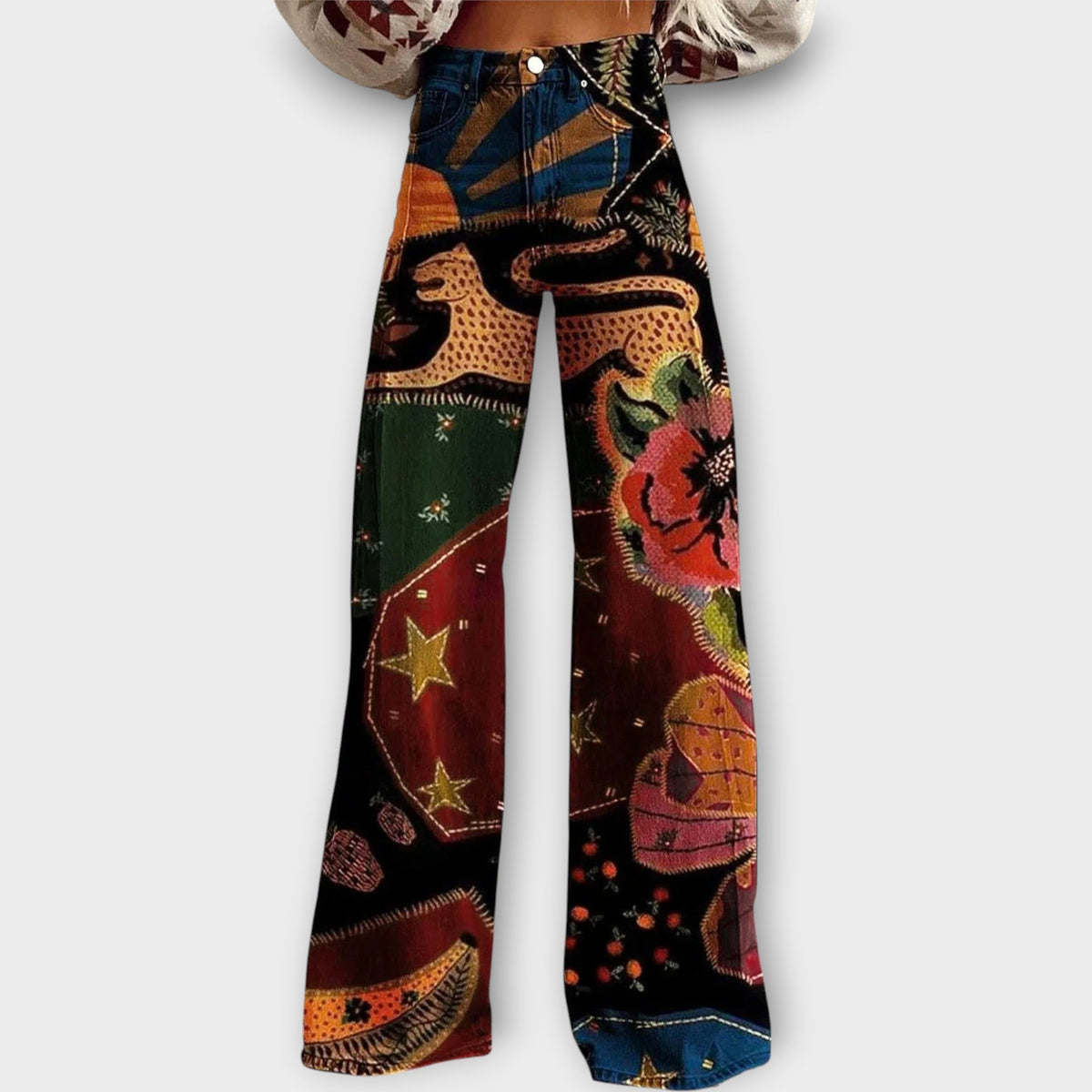 Jeans con estampado de patchwork