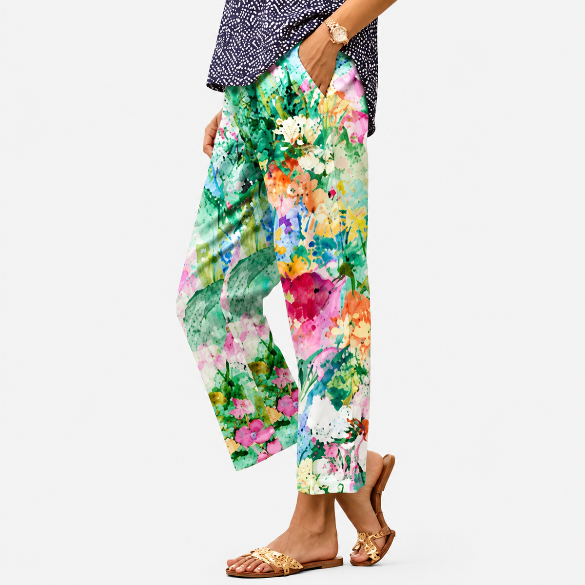 Pantalones artísticos de jardín floreciente