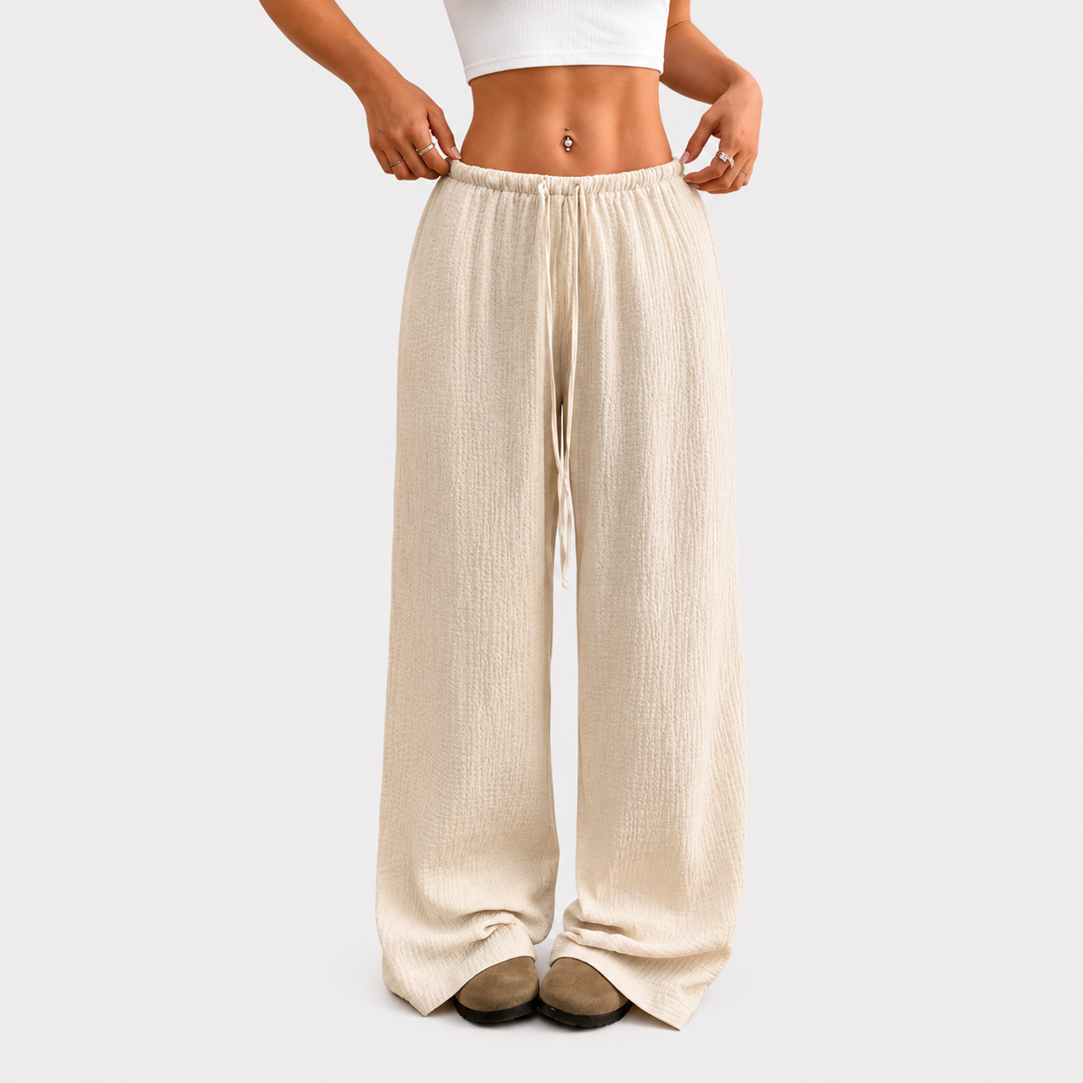 Pantalones de pernera ancha Corteza natural