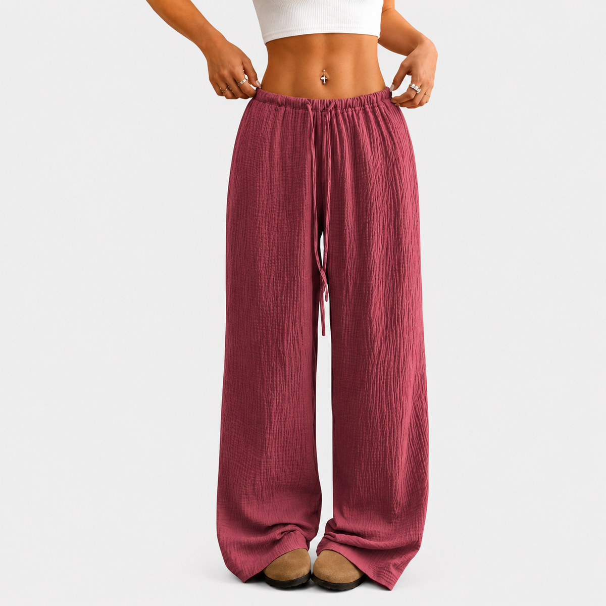 Pantalones fluidos y relajados de palisandro