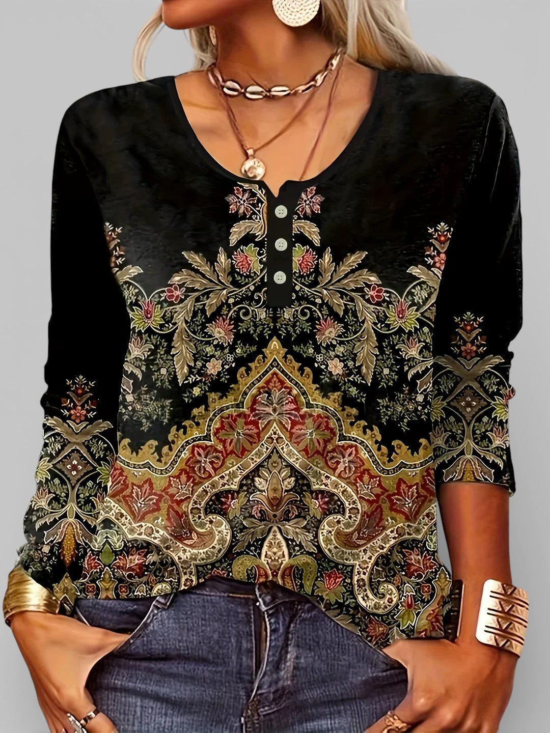 Genevieve | Blusa negra ornamental