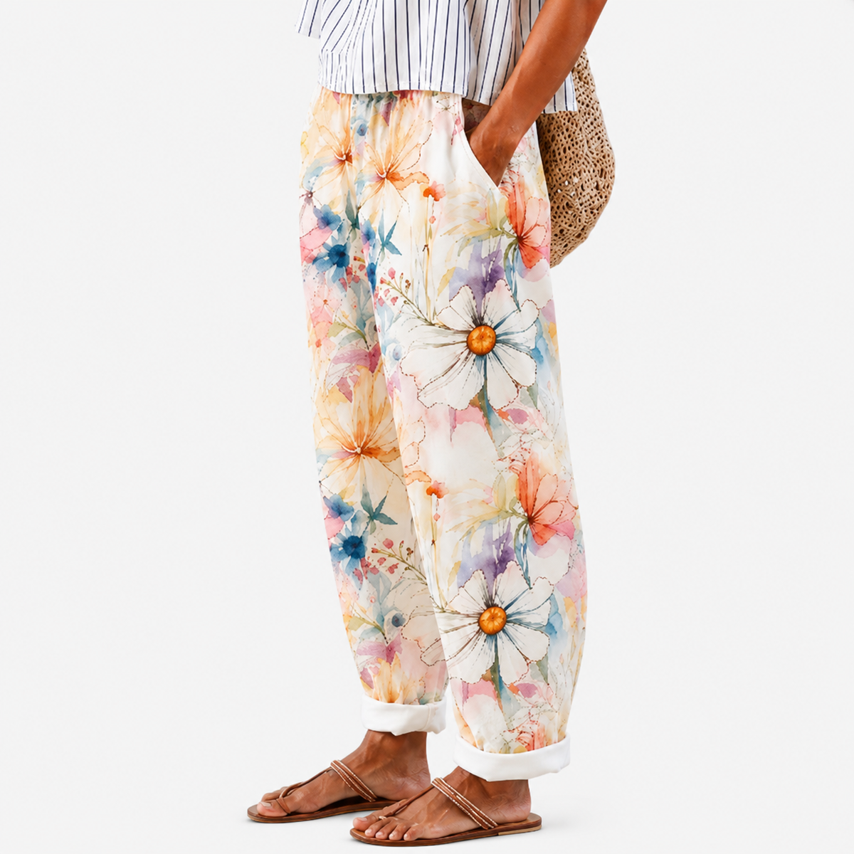 Pantalones Confort Flores Pastel