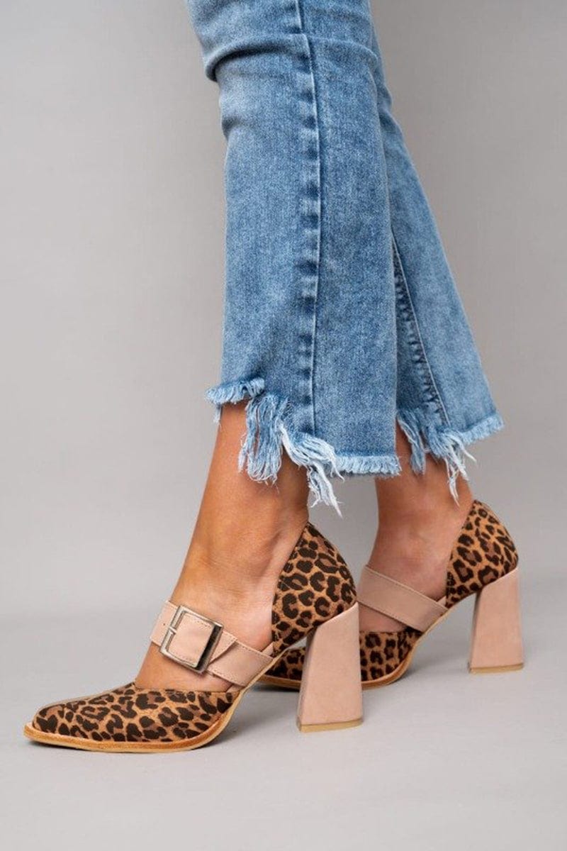 Lydia | Zapatos de tacón de ante con estampado de leopardo