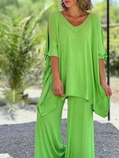 Úrsula™ | Conjunto de túnica y pantalón con hombros descubiertos