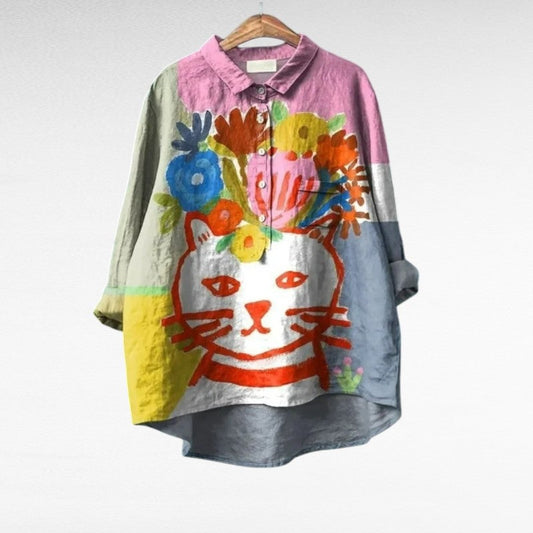 Solène | Blusa artística con diseño de gato