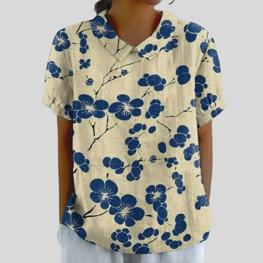 Delphine | Blusa floral en contraste