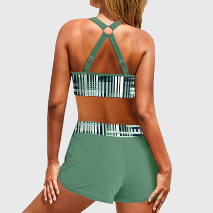Janelle - Bikini de cintura alta a rayas