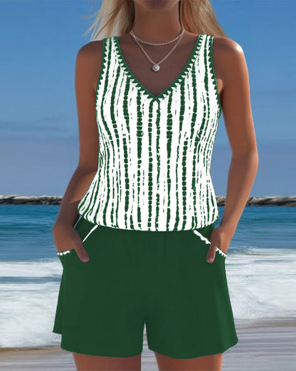 Leslie - Conjunto informal de tankini y shorts