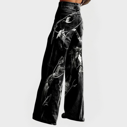 Jeans elegantes y cómodos con estampado