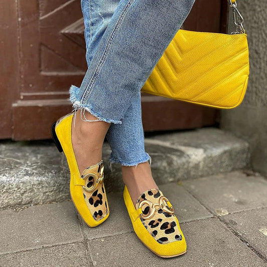 Harmony | Mocasines amarillos con estampado animal