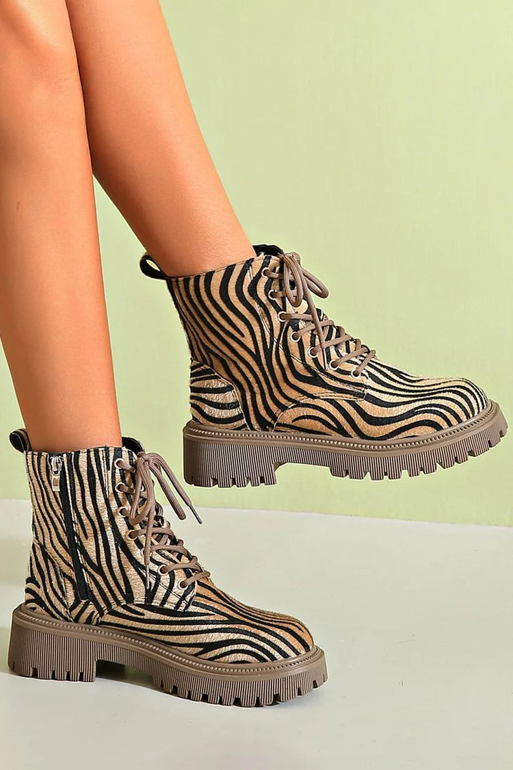 Blair | Botas con cordones y estampado de cebra