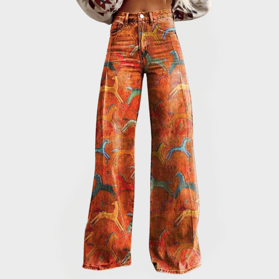 Jeans de uso diario con cintura alta y perneras anchas
