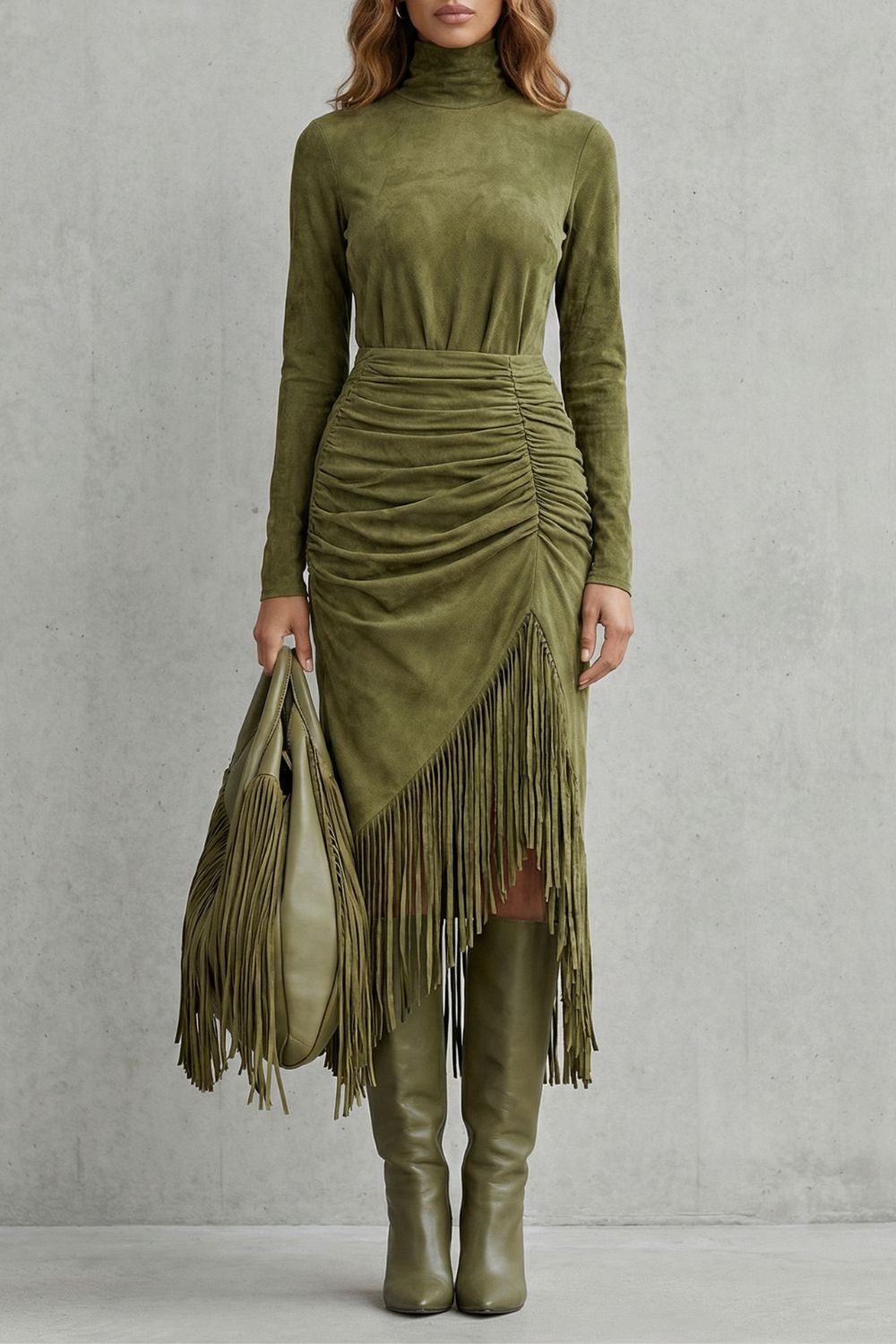 Soléna – Vestido midi con bajo con volantes