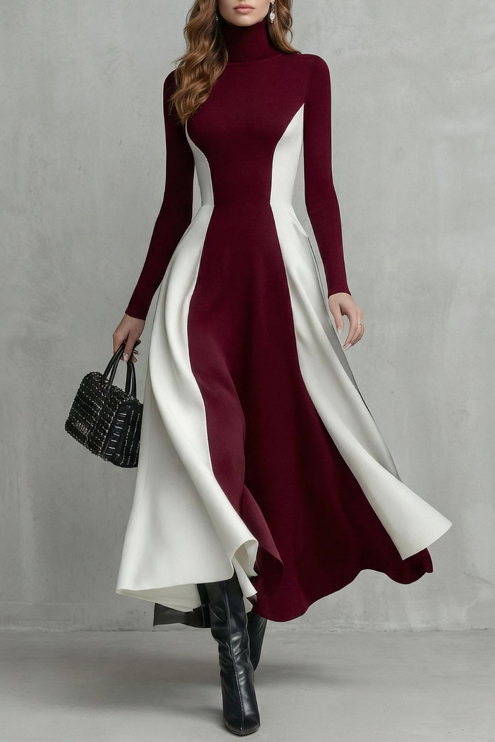 Mariveille – Vestido de cuello alto estructurado y con contraste