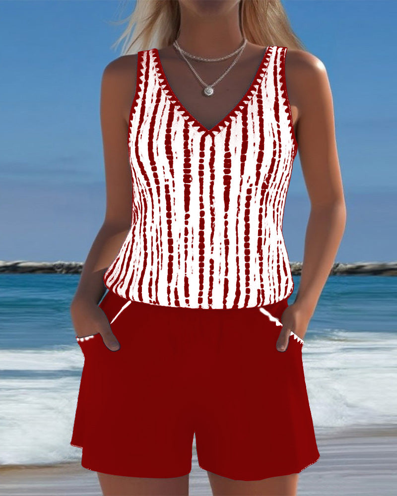 Leslie - Conjunto informal de tankini y shorts