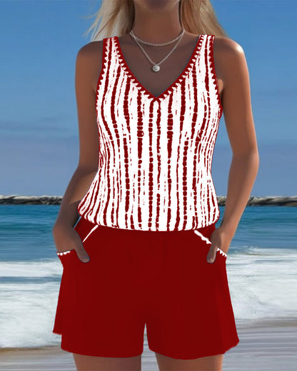 Leslie - Conjunto informal de tankini y shorts