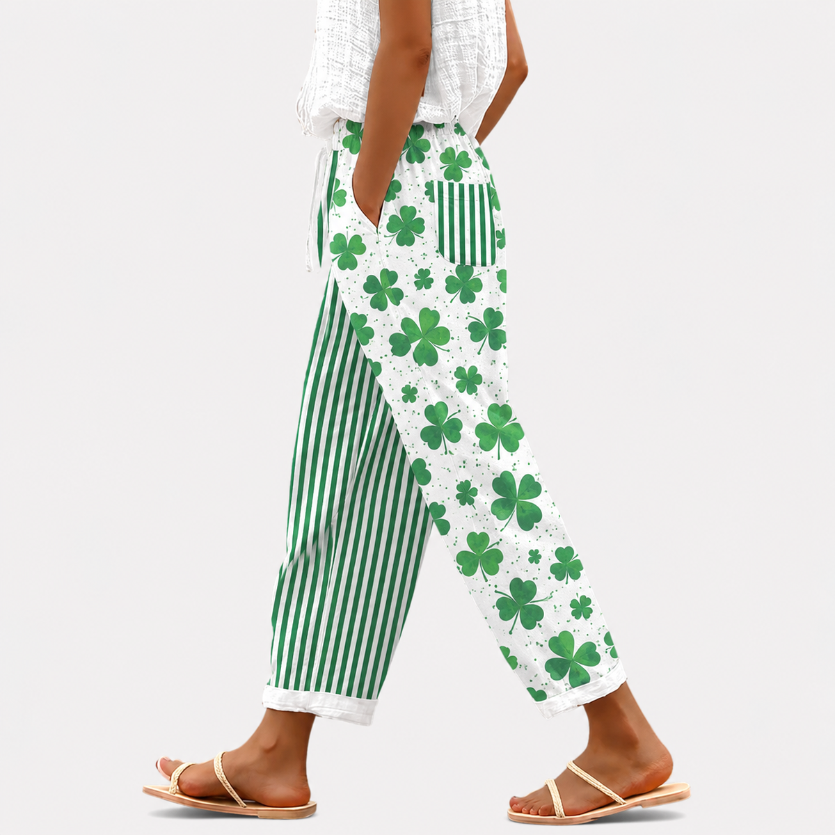 Pantalones de estar por casa con bolsillo para mujer