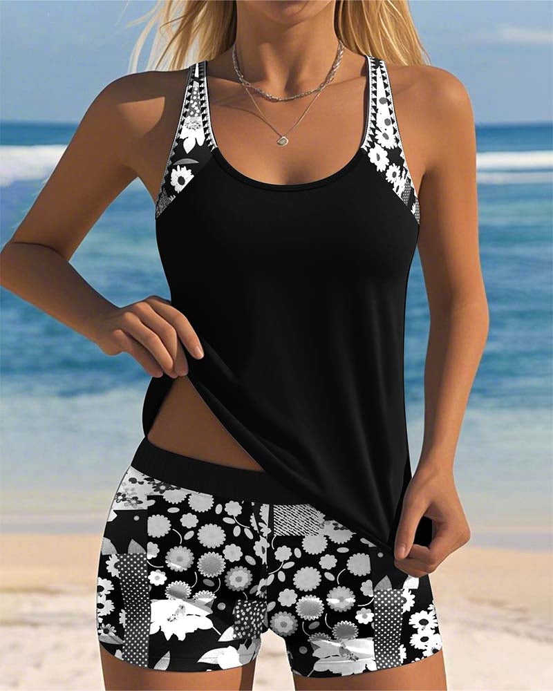 Nanet - Conjunto de tankini y shorts estampados