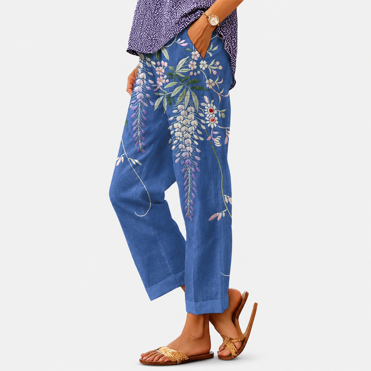 Pantalones estampados vintage para mujer