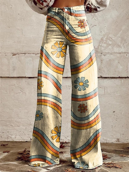 Lily™ - Elegantes pantalones de pierna ancha con rayas multicolores