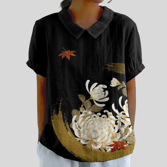 Madeleine | Blusa negra de elegancia floral