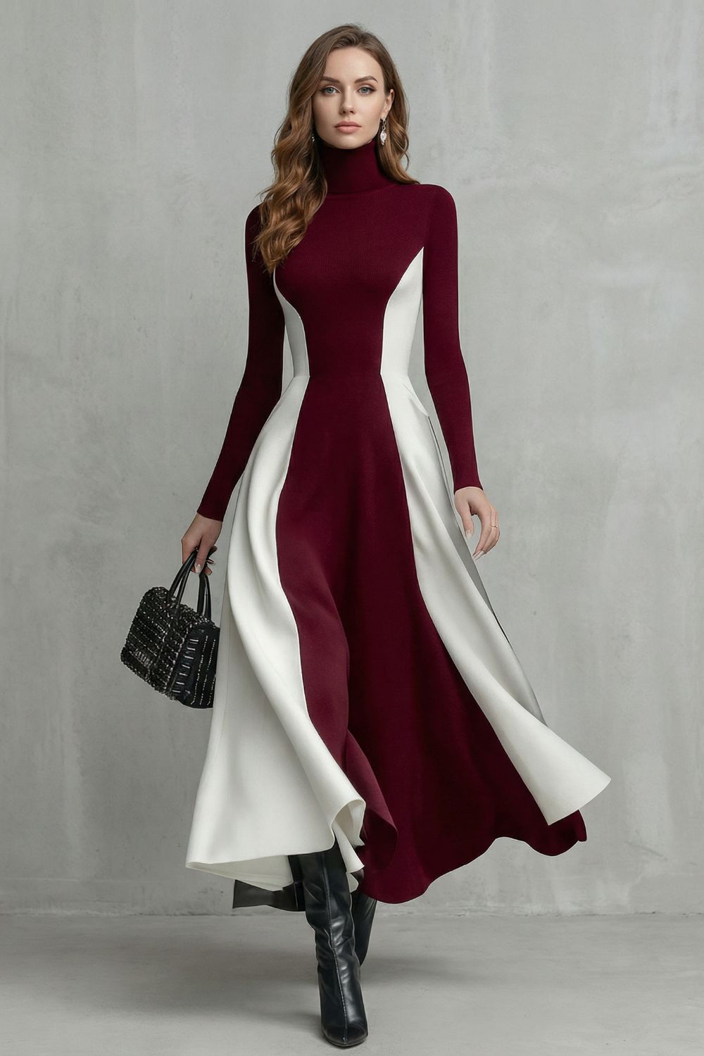 Mariveille – Vestido de cuello alto estructurado y con contraste