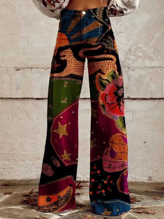 Olivia™ - Pantalones vintage con estampados coloridos y corte holgado