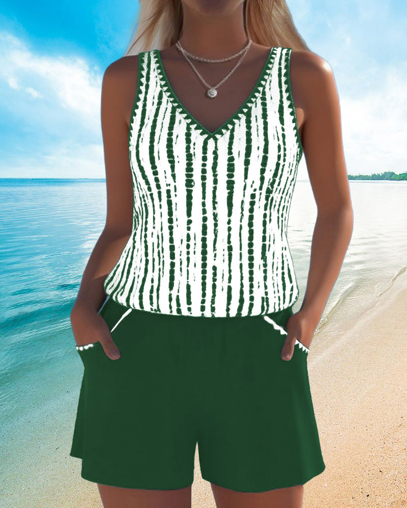 Leslie - Conjunto informal de tankini y shorts
