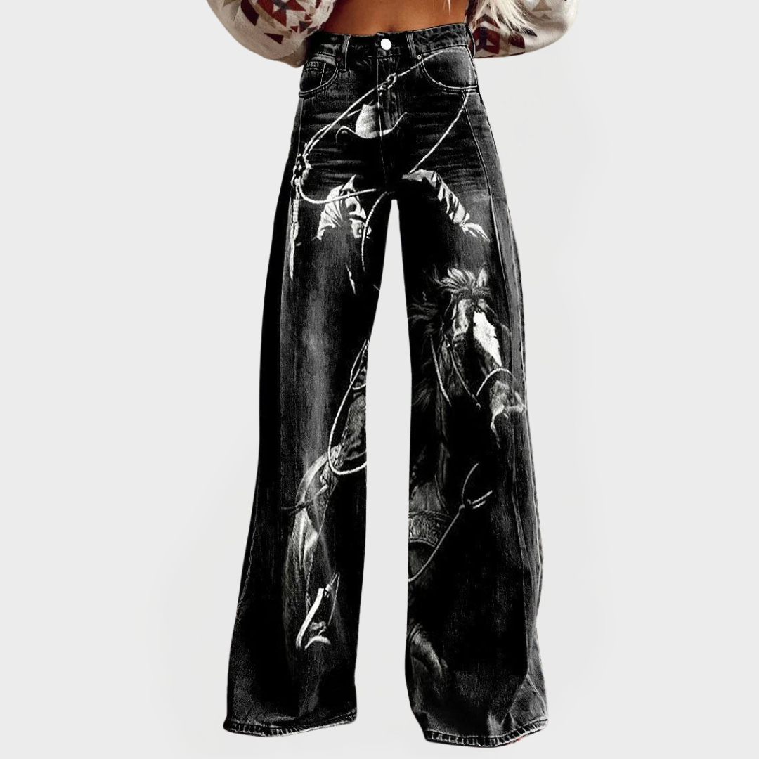 Jeans elegantes y cómodos con estampado