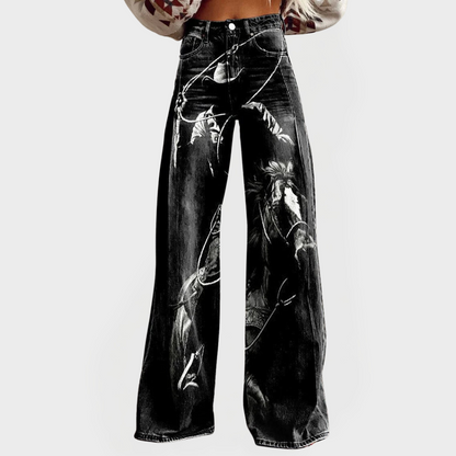 Jeans elegantes y cómodos con estampado