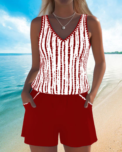 Leslie - Conjunto informal de tankini y shorts