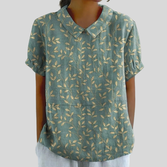 San Valentín | Blusa elegante con estampado de follaje