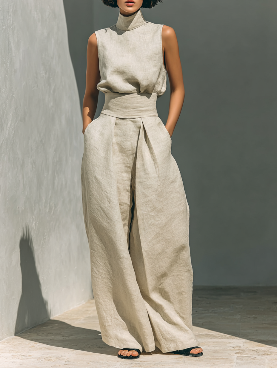 Venancia™ | Conjunto minimalista de top y pantalón de pierna ancha