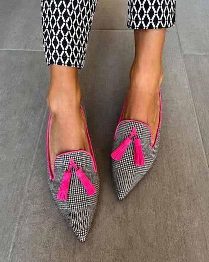 Zoe | Mocasines puntiagudos con flecos de neón