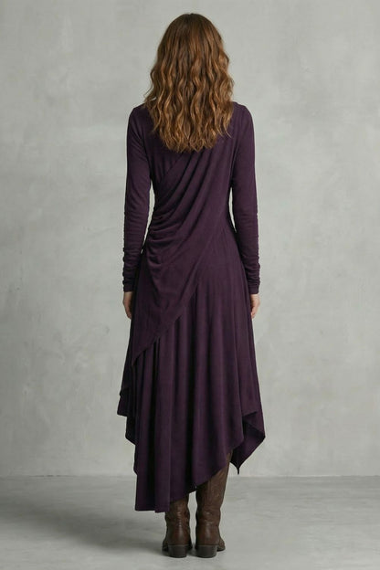 Sorellia – Vestido midi asimétrico con cuello alto