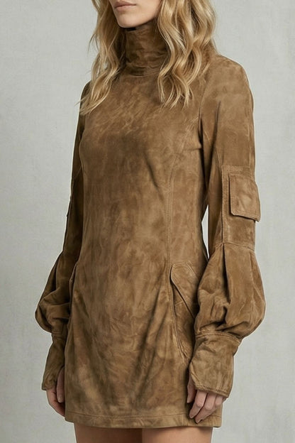 Marcella – Minivestido con cuello alto y efecto ante