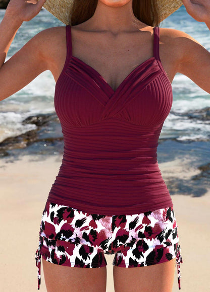Gabby | Tankini acanalado con shorts estampados
