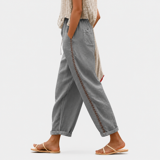 Pantalones con ribete de piedra