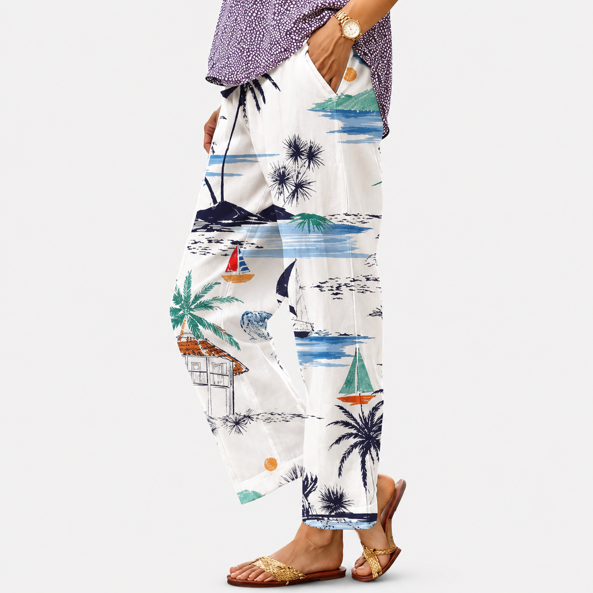 Pantalones informales aireados para mujer