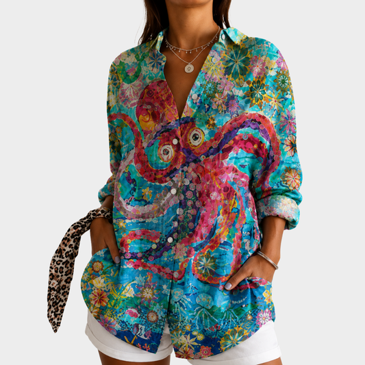 Blusa ligera con estampado colorido
