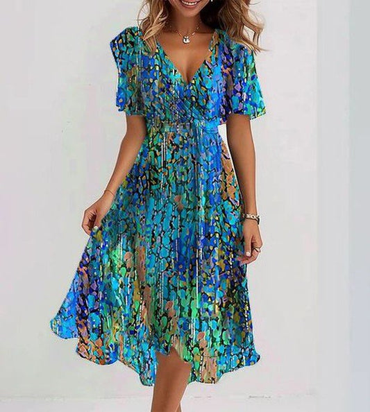 Zafiro | Vestido midi vaporoso en azul